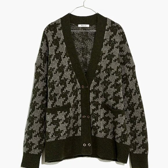 NWT Madewell Allston Double-Button Cardigan Sweater in Houndstooth, Sz XS - Picture 2 of 6